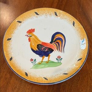 7” collectible Herend Village Pottery Rooster Plate from Hungary.